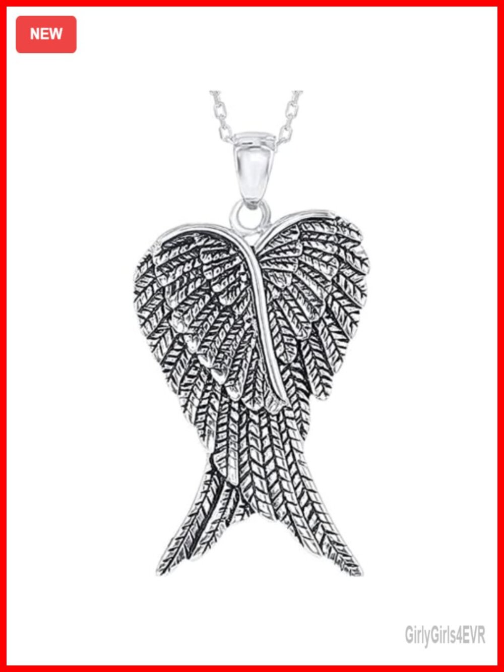 Sterling Silver Angel Wing Heart Necklace Simulated Opal 18in Pendant
